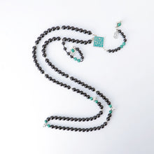 Load image into Gallery viewer, 99 Yusr with Malachite Stones and Silver Rosary - RHCS013
