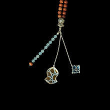 سبحة خشب الورد والاكوا مارين