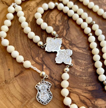 Load image into Gallery viewer, Camel bone rosary with silver

