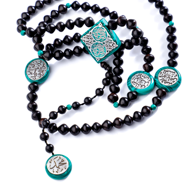 100 Black Ebony with Malacite and silver - RHWS048