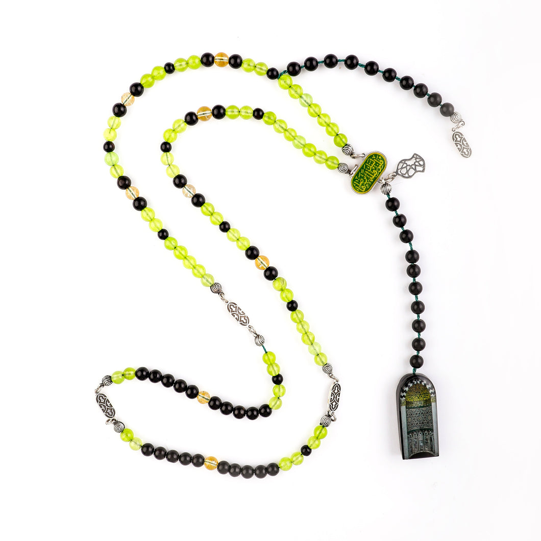 100 Black Ebony with Peridot stone and silver - RHCS111