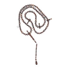 سبحة 100 حباية خشب ابانوس احمر تطعيم عاج طبيعي