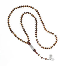 Load image into Gallery viewer, Rosary of 100 round beads with a bezel made of olive wood and red ebony
