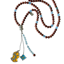 سبحة خشب الورد والاكوا مارين