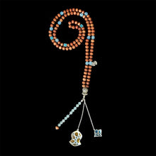 سبحة خشب الورد والاكوا مارين