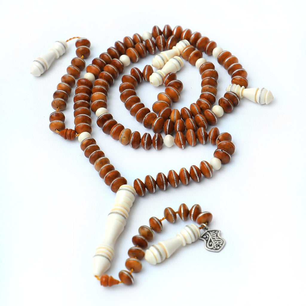 99 Beads Ivory, Kouk Wood Rosary - RHWI001