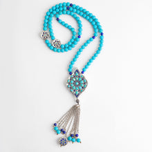 Load image into Gallery viewer, 99 Beads Fayrouz with lapis and silver Rosary - RHCS065
