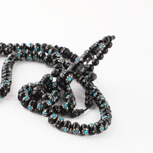 Load image into Gallery viewer, 100 Beads Black Coral studded with Silver &amp; Turquoise Rosary - RHCS002
