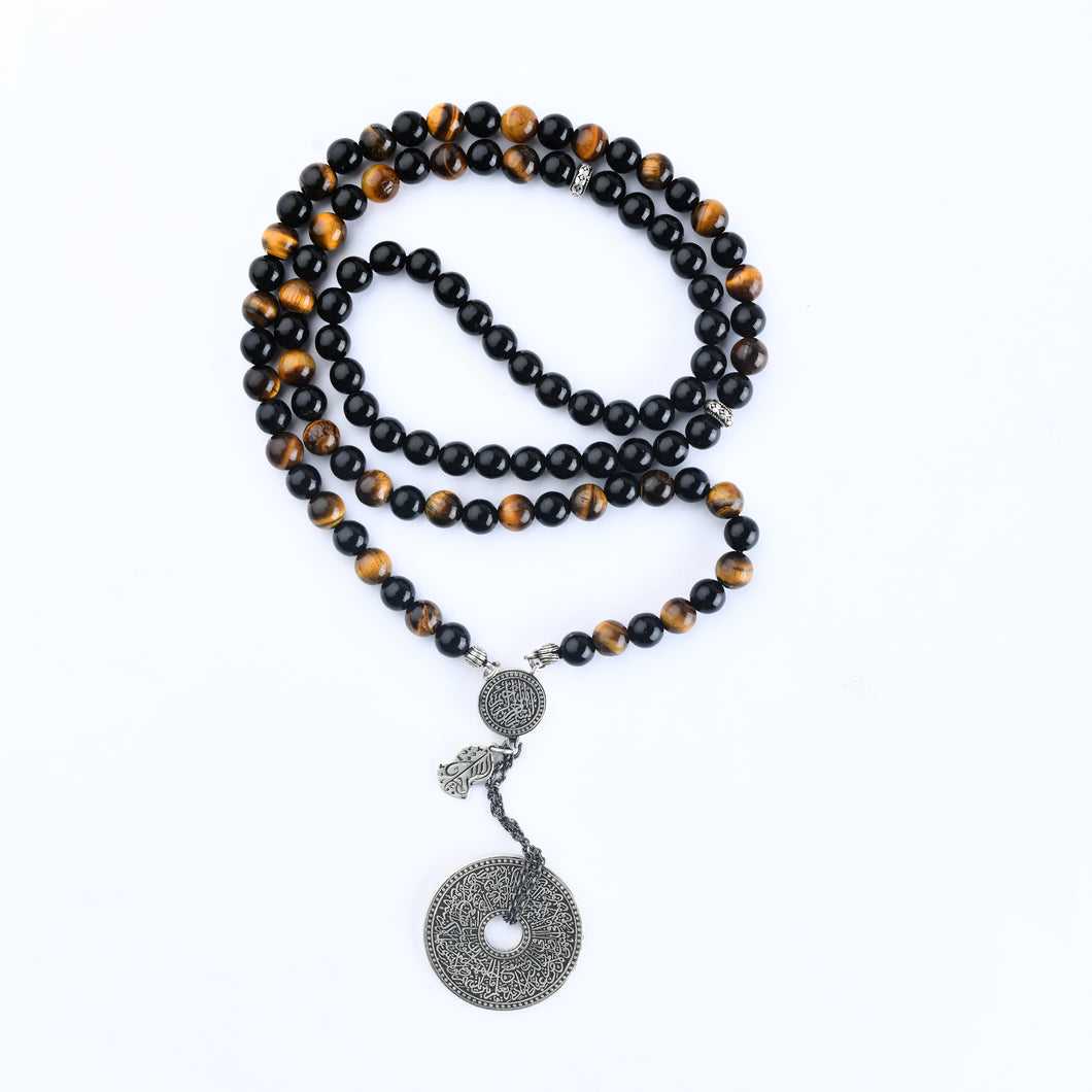 99 Beads Tiger Eye Stones with Sliver Rosary - RNCS001